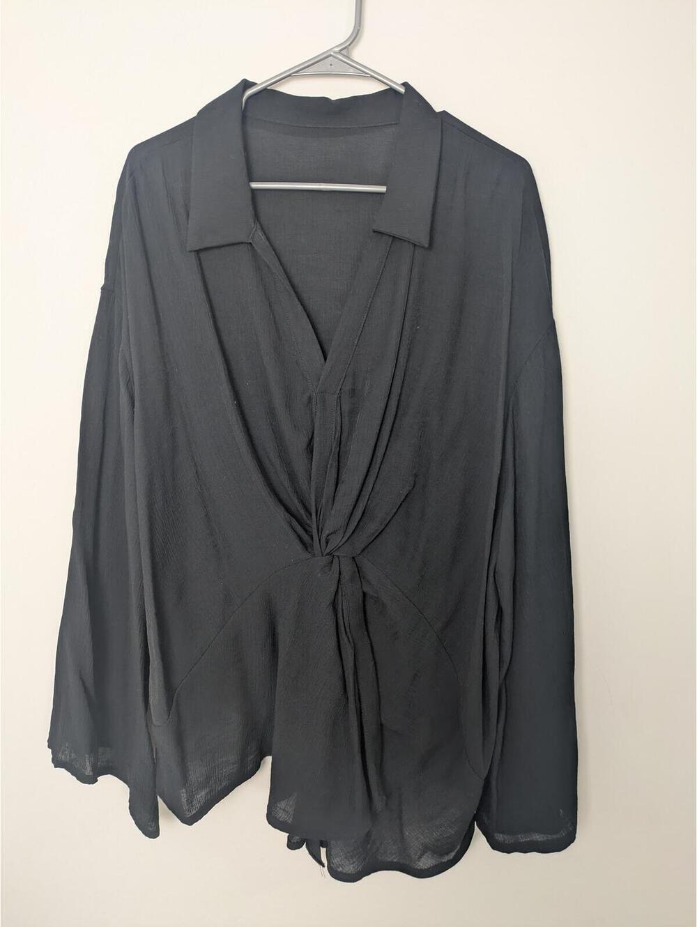 SHEIN Curve Black Tie Front Blouse 3XL